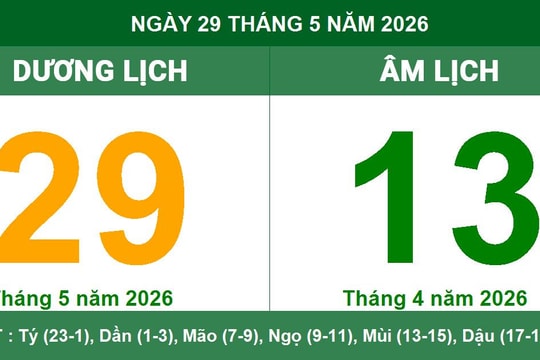 Lịch Âm Dương ngày 29/05/2026: Ngày Tốc Hỷ thuận lợi cho khởi sự và mưu đại sự