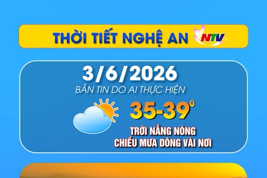 Thời tiết Nghệ An hôm nay 03/06/2026