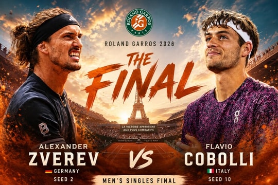 Chung kết Roland Garros 2026: Alexander Zverev đấu Flavio Cobolli cho giấc mơ Grand Slam đầu tiên