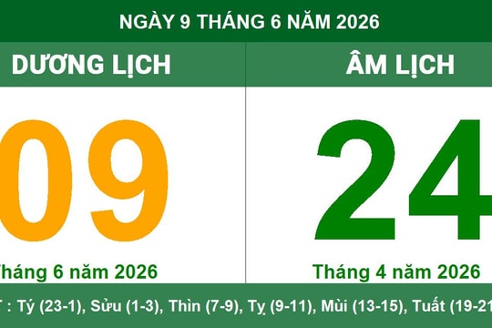Lịch Âm Dương ngày 9/6/2026: Ngày Giáp Dần đại cát và các lưu ý phong thủy quan trọng