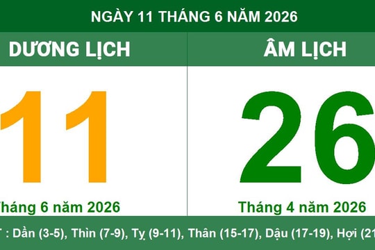 Lịch Âm Dương ngày 11/6/2026: Xem giờ hoàng đạo và những lưu ý phong thủy