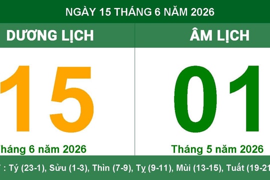 Lịch Âm Dương ngày 15/06/2026: Ngày Cát thuận lợi cho giao dịch và cầu tài