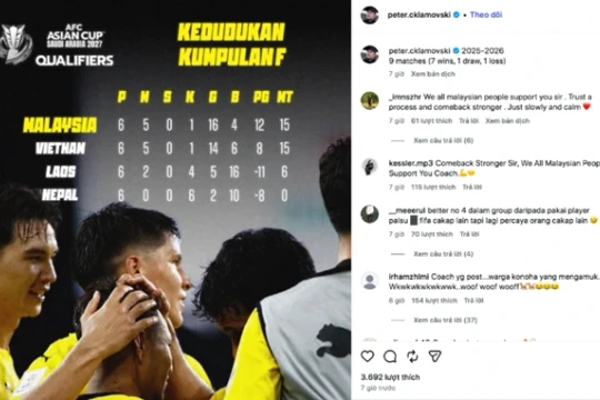 HLV Malaysia gây tranh cãi khi đăng bảng xếp hạng ảo đòi vé Asian Cup 2027 của Việt Nam
