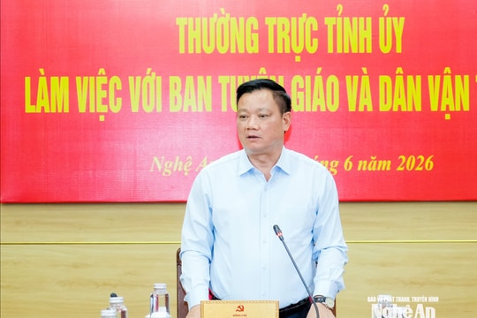 Thường trực Tỉnh uỷ làm việc với Ban Tuyên giáo và Dân vận Tỉnh uỷ