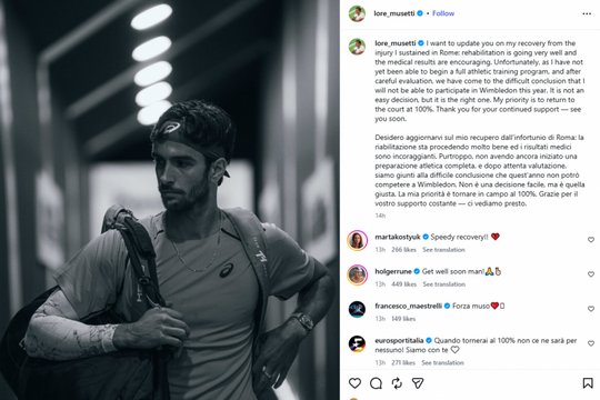 Lorenzo Musetti rút lui khỏi Wimbledon 2026: Cú sốc cho những tín đồ của lối chơi hào hoa
