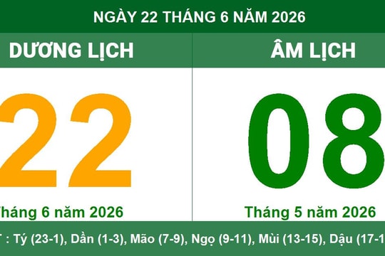Lịch Âm Dương ngày 22/6/2026: Ngày cát Tốc Hỷ và những lưu ý phong thủy quan trọng