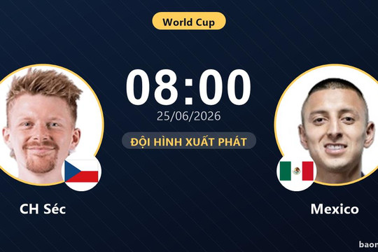 Trực tiếp CH Séc vs Mexico: Trận đấu đang diễn ra