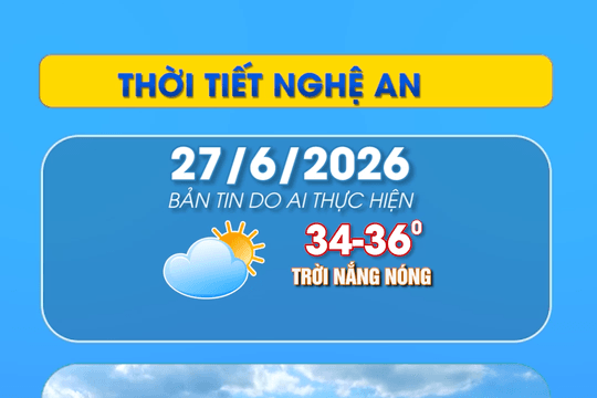 Thời tiết Nghệ An hôm nay - 27/06/2026