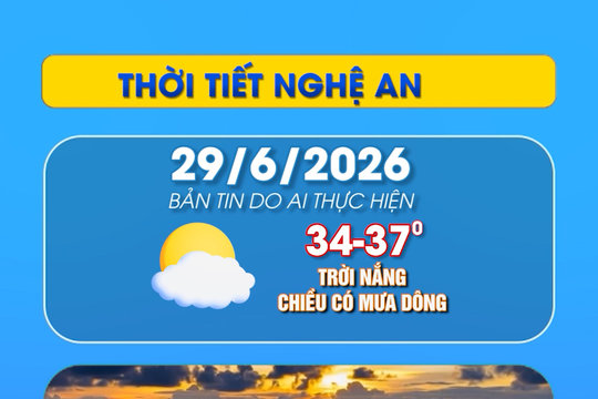 Thời tiết Nghệ An hôm nay - 29/06/2026