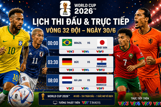 Lịch thi đấu và trực tiếp World Cup 2026 ngày 30/6: Brazil, Đức và Hà Lan xuất quân