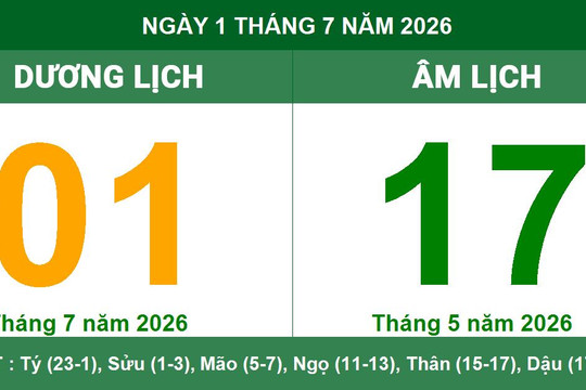 Lịch Âm Dương ngày 1/7/2026: Giờ hoàng đạo và những lưu ý về phong thủy