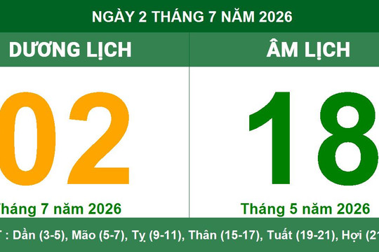 Lịch âm dương ngày 2/7/2026: Xem giờ hoàng đạo và lời khuyên ngày Đinh Sửu