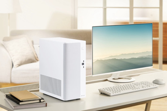 Asus V500 Mini Tower 2026: PC mini phong cách vân gỗ cùng sức mạnh AMD Ryzen Zen 4