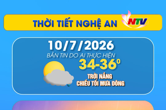 Thời tiết Nghệ An hôm nay 10/07/2026