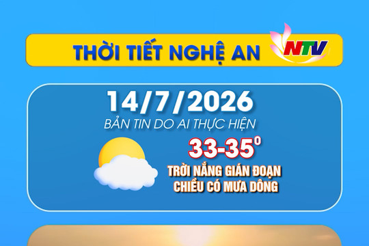 Thời tiết Nghệ An hôm nay 14/07/2026