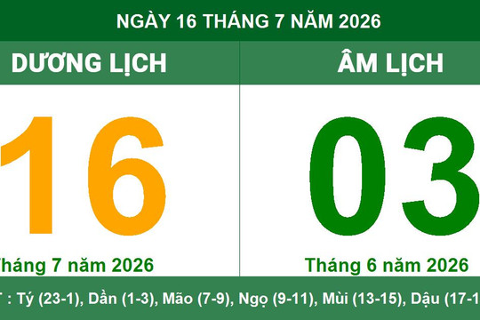 Lịch âm dương ngày 16/7/2026: Giờ hoàng đạo và những lưu ý phong thủy quan trọng