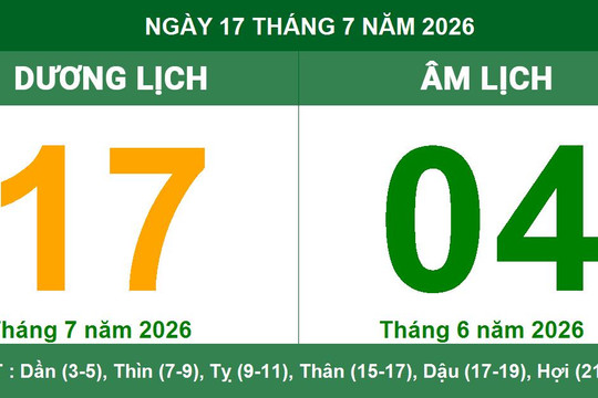 Lịch Âm Dương ngày 17/7/2026: Xem giờ hoàng đạo và lưu ý phong thủy quan trọng