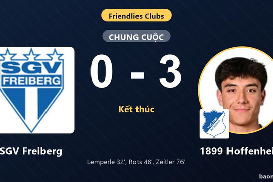 1899 Hoffenheim thắng đậm, SGV Freiberg nhận thất bại ở trận giao hữu