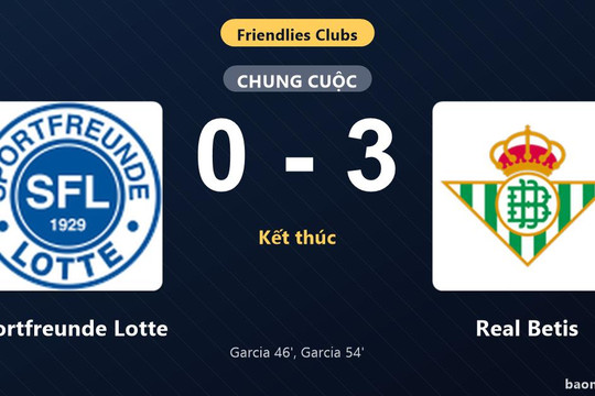Thống kê trận đấu Sportfreunde Lotte 0-3 Real Betis: Real Betis thắng đậm thuyết phục