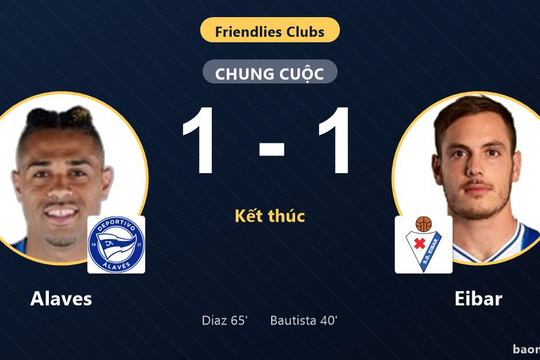 Alaves và Eibar cùng khép lại trận giao hữu bằng một điểm