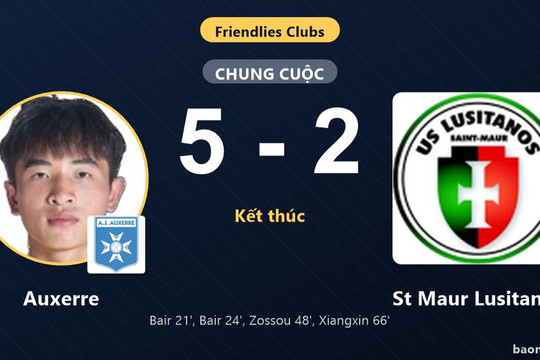 Auxerre thắng đậm, St Maur Lusitanos chỉ kịp rút ngắn trong trận giao hữu