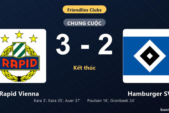 Thống kê trận đấu Rapid Vienna 3-2 Hamburger SV: Rapid Vienna ngược dòng ngoạn mục