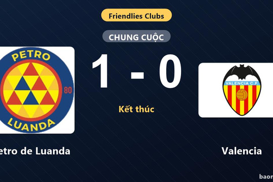 Petro de Luanda thắng Valencia, khép lại trận giao hữu Club Friendlies