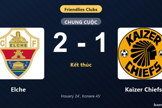 Thống kê trận đấu Elche 2-1 Kaizer Chiefs: U. Konare tỏa sáng, Elche giành trọn 3 điểm