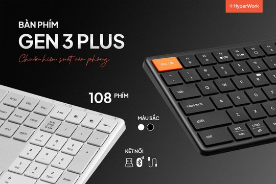 HyperOne Gen 3 Plus: Bàn phím fullsize 108 phím giải quyết bài toán hiệu suất văn phòng