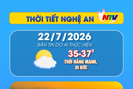 Thời tiết Nghệ An hôm nay 22/07/2026