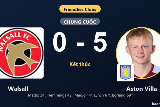 Aston Villa thắng đậm Walsall trong trận giao hữu chênh lệch