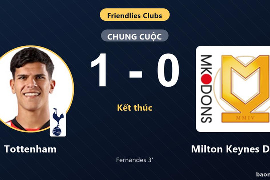 Tottenham giữ lợi thế sớm, Milton Keynes Dons trắng tay ở trận giao hữu
