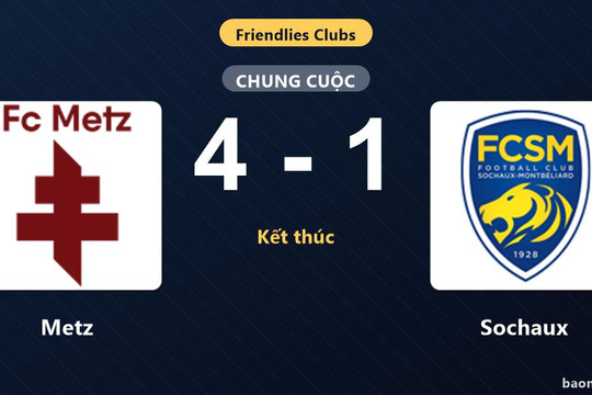 Metz thắng đậm Sochaux trong trận giao hữu nhiều bàn thắng