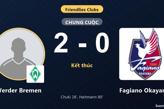 Werder Bremen thắng 2-0, Fagiano Okayama nhận thất bại ở Club Friendlies