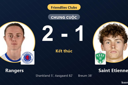 Rangers thắng sát nút, Saint Etienne nhận thất bại ở trận giao hữu