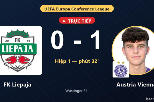 Trực tiếp FK Liepaja vs Austria Vienna: Austria Vienna mở tỷ số