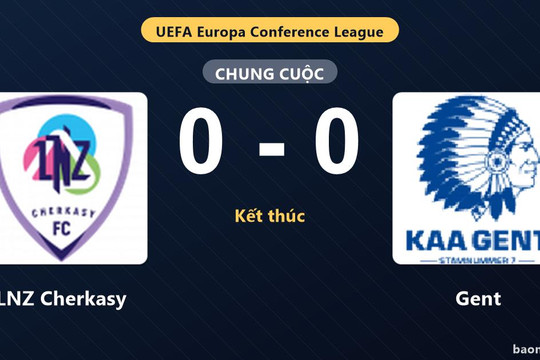 LNZ Cherkasy và Gent chia điểm ở vòng loại Conference League