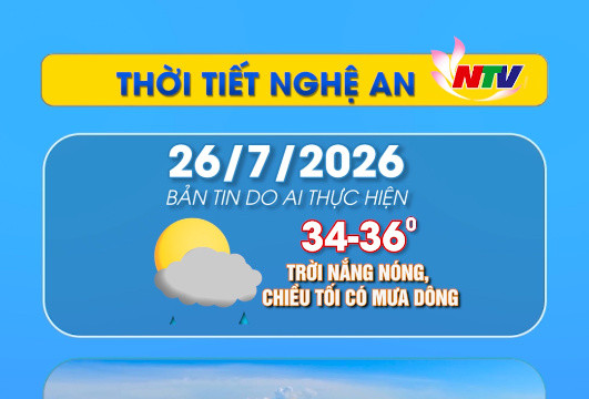 Thời tiết Nghệ An hôm nay 26/7/2026