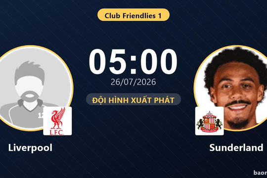 Trực tiếp Liverpool vs Sunderland: Đội hình xuất phát