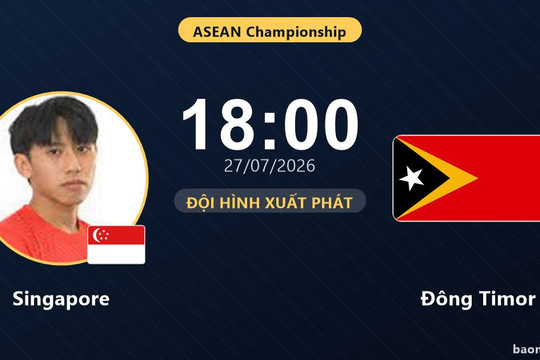 Trực tiếp Singapore vs Đông Timor: Đội hình xuất phát