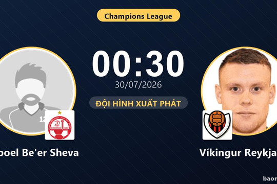 Trực tiếp Hapoel Be'er Sheva vs Víkingur Reykjavík: Đội hình xuất phát