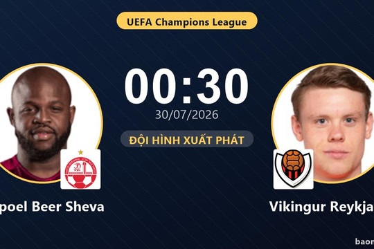 Trực tiếp Hapoel Beer Sheva vs Vikingur Reykjavik: Đội hình xuất phát