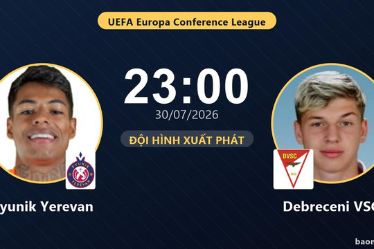 Trực tiếp Pyunik Yerevan vs Debreceni VSC: Trận đấu đang diễn ra