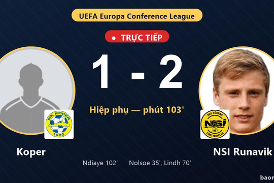 Trực tiếp Koper vs NSI Runavik: Koper rút ngắn cách biệt 1-2