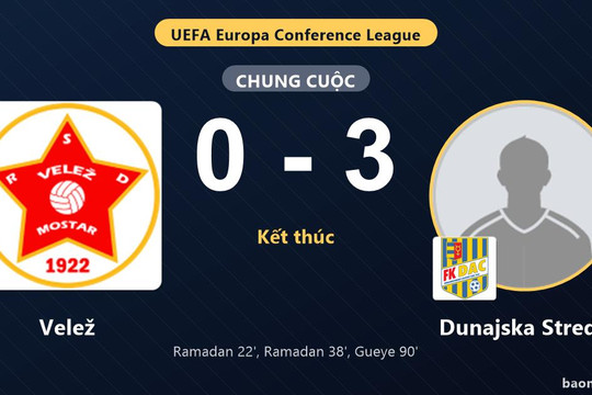 Dunajska Streda thắng đậm, Velež thất thế ở vòng loại châu Âu