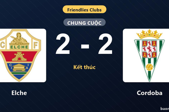 Elche và Cordoba bất phân thắng bại trong trận hòa 2-2
