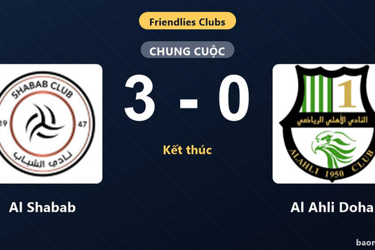 Al Shabab thắng đậm, Al Ahli Doha trắng tay ở trận giao hữu