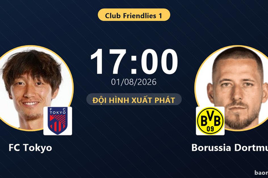 Trực tiếp FC Tokyo vs Borussia Dortmund: Dortmund kiểm soát thế trận, chưa có bàn thắng