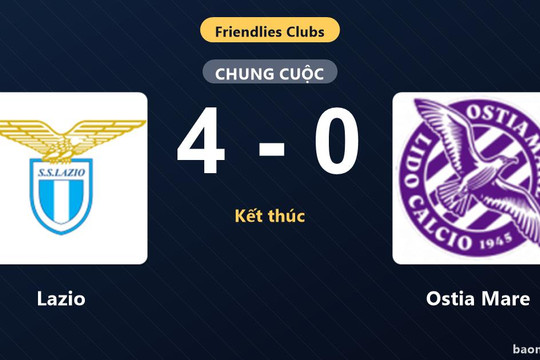 Lazio thắng đậm Ostia Mare, khép lại trận giao hữu áp đảo