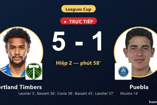 Trực tiếp Portland Timbers vs Puebla: Portland Timbers nới rộng cách biệt 5-1